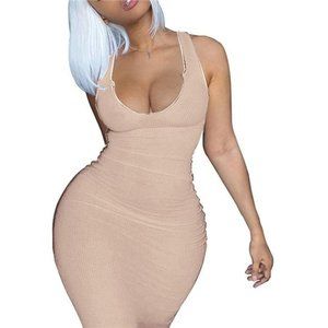 Women's Sexy Scoop Neck Bodycon Maxi Sleeveless